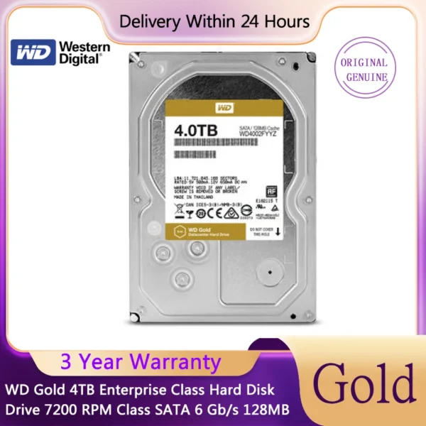 WD Gold 4TB Enterprise Class Hard Disk Drive - 7200 RPM Class SATA 6 Gb/s 128MB Cache 3.5 Inch WD4002FYYZ